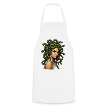 Medusa Schlangenhaar Ikone - Kochschürze - Weiß - Vorne - AI Model Male 185 dark (185cm)