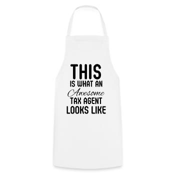 Tax Agent Accounting Financial Advisor Gift - Cooking Apron - white - Front - AI Model Male 185 dark (185cm)