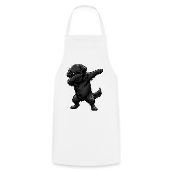 Dabbing Flat Coated Retriever - Cooking Apron - white - Front - AI Model Male 185 dark (185cm)