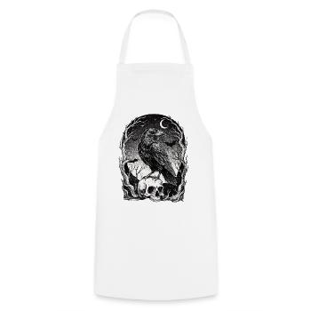 Corbeau sur un crâne au clair de lune - Tablier de cuisine - blanc - Devant - AI Model Male 185 dark (185cm)