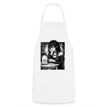 Gothic night owl in a glass - Cooking Apron - white - Front - AI Model Male 185 dark (185cm)