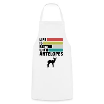 Antelope Humor Safari Africa - Cooking Apron - white - Front - AI Model Male 185 dark (185cm)