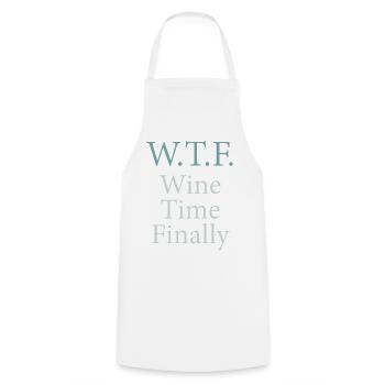 Wine Time Finally – W.T.F. - Kochschürze - Weiß - Vorne - AI Model Male 185 dark (185cm)
