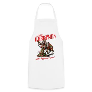 Merry Christmas - Zu viel  Weihnachten - Kochschürze - Weiß - Vorne - AI Model Male 185 dark (185cm)