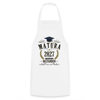Matura 2027 - Kochschürze - Weiß - Vorne - AI Model Male 185 dark (185cm)