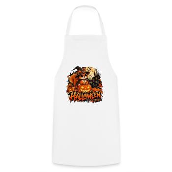 Halloween Squirrel – Kürbis & Hexenhut. 3 Bagss® - Kochschürze - Weiß - Vorne - AI Model Male 185 dark (185cm)
