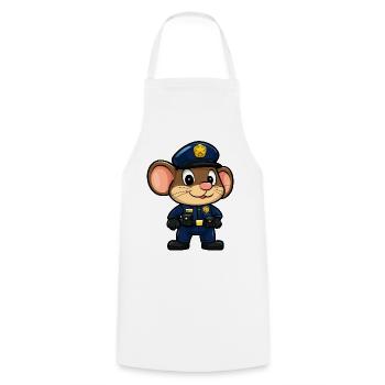Mäuse Polizei / Polizistin Maus - Kochschürze - Weiß - Vorne - AI Model Male 185 dark (185cm)