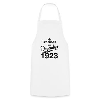 100 Birthday Legendary December 1923 Volume 23 - Cooking Apron - white - Front - AI Model Male 185 dark (185cm)