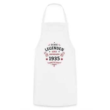 90th birthday legends were born in 1935 - Cooking Apron - white - Front - AI Model Male 185 dark (185cm)