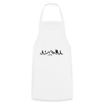 montagne, randonnée, forêt, battement de cœur de la nature - Tablier de cuisine - blanc - Devant - AI Model Male 185 dark (185cm)