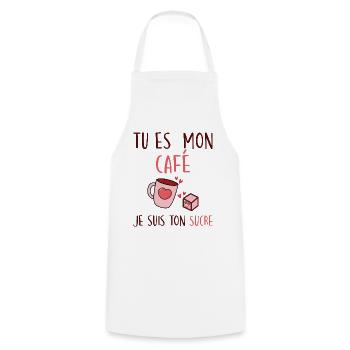 Blague Café Humour Saint Valentin Couple - Tablier de cuisine - blanc - Devant - AI Model Male 185 dark (185cm)