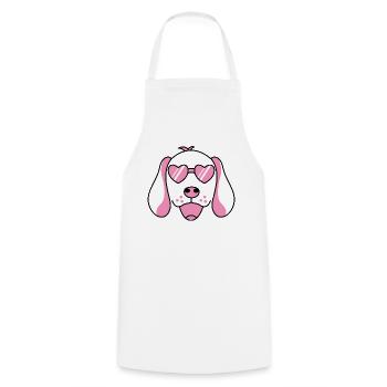 A funny dog with red rose glasses Dogs - Cooking Apron - white - Front - AI Model Male 185 dark (185cm)