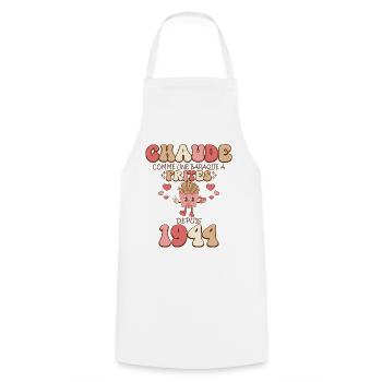 Baraque À Frites 1944 Femme Anniversaire 80 Ans - Tablier de cuisine - blanc - Devant - AI Model Male 185 dark (185cm)