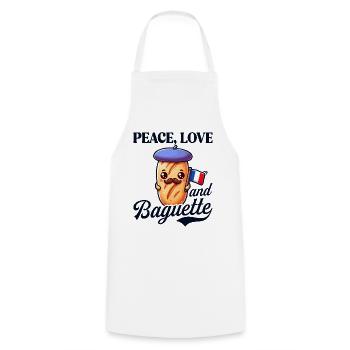 Peace, Love and Baguette, Proud to Be French - Cooking Apron - white - Front - AI Model Male 185 dark (185cm)