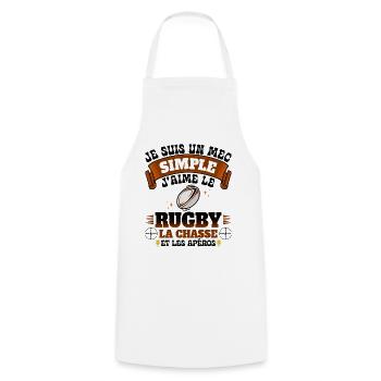 Chasseur Rugbyman Rugby Apéro Et Chasse - Tablier de cuisine - blanc - Devant - AI Model Male 185 dark (185cm)