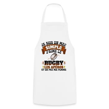 Rugbyman Humour Homme Rugby Et Apéro - Tablier de cuisine - blanc - Devant - AI Model Male 185 dark (185cm)