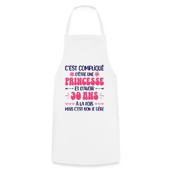 Femme Princesse Anniversaire 30 Ans - Tablier de cuisine - blanc - Devant - AI Model Male 185 dark (185cm)