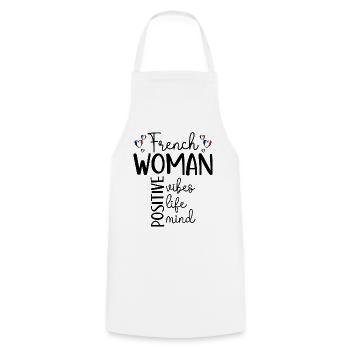 Positive Girl French Woman - Cooking Apron - white - Front - AI Model Male 185 dark (185cm)
