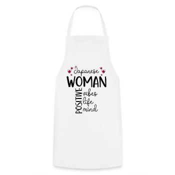 Fille Positive Femme Japonaise - Tablier de cuisine - blanc - Devant - AI Model Male 185 dark (185cm)