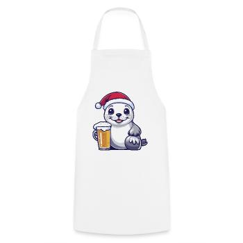 Robbe Tier Weihnachten Bier - Kochschürze - Weiß - Vorne - AI Model Male 185 dark (185cm)
