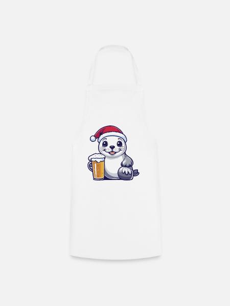 Robbe Tier Weihnachten Bier - Kochschürze - Weiß