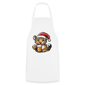 Leopard Weihnachten Bier - Kochschürze - Weiß - Vorne - AI Model Male 185 dark (185cm)