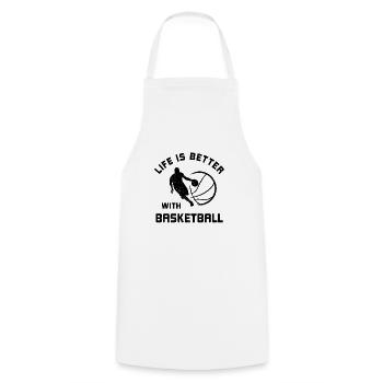 La vie est meilleure avec le basketball en disant cadeau - Tablier de cuisine - blanc - Devant - AI Model Male 185 dark (185cm)