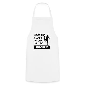 Never stop playing the game football saying - Cooking Apron - white - Front - AI Model Male 185 dark (185cm)
