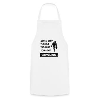 Never Stop Playing the Game Bowling Gift - Cooking Apron - white - Front - AI Model Male 185 dark (185cm)