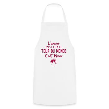 l'amour c'est bien le tour du monde c'est mieux - Tablier de cuisine - blanc - Devant - AI Model Male 185 dark (185cm)