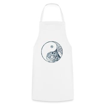 Yin Yang - Kochschürze - Weiß - Vorne - AI Model Male 185 dark (185cm)