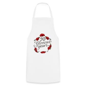 70 ans anniversaire 70 ans anniversaire avec des roses - Tablier de cuisine - blanc - Devant - AI Model Male 185 dark (185cm)