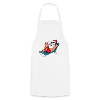 Beach Santa Claus - Cooking Apron - white - Front - AI Model Male 185 dark (185cm)