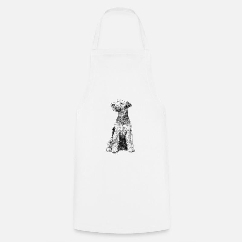 Sitzender Welsh Terrier Hund - Kochschürze - Weiß