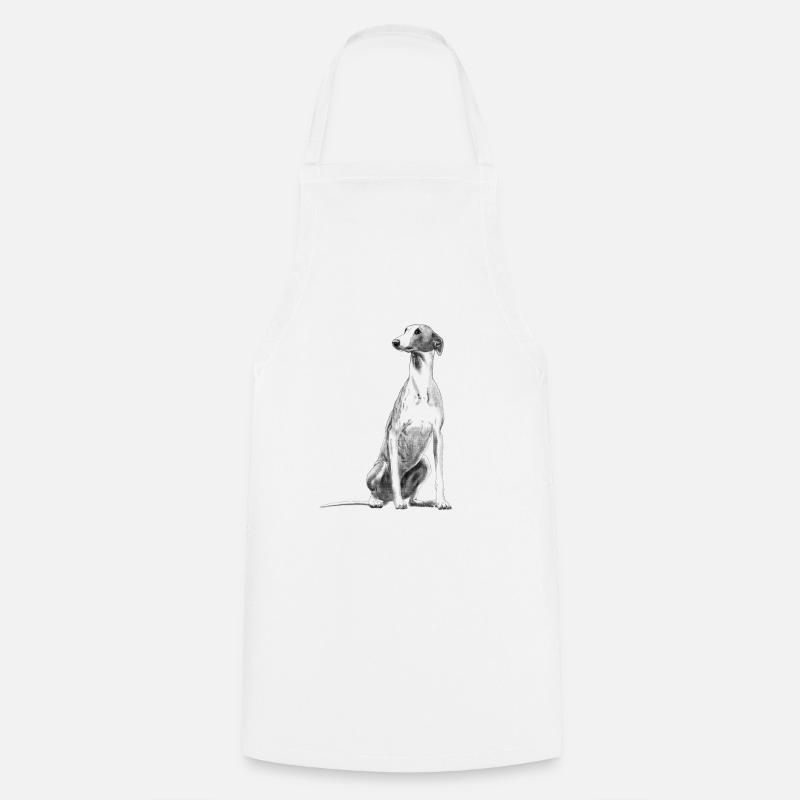 Sitting Whippet Dog - Cooking Apron - white