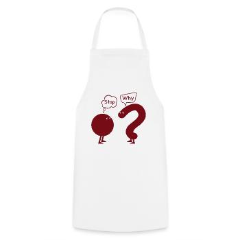 Stop. Why? - Cooking Apron - white - Front - AI Model Male 185 dark (185cm)