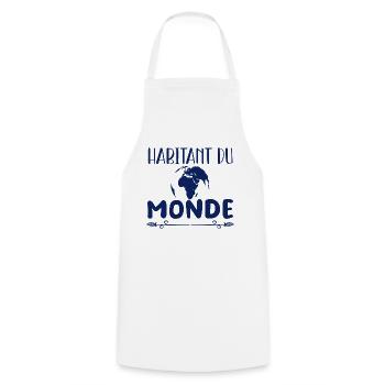 Habitant du monde - voyage - roadtrip - Tablier de cuisine - blanc - Devant - AI Model Male 185 dark (185cm)