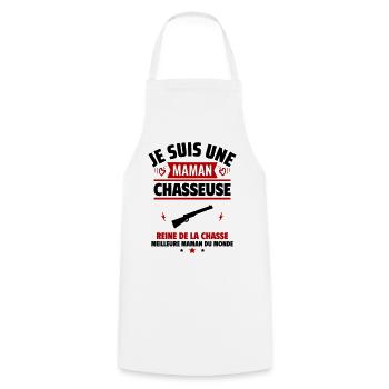 Je suis une maman chasseuse, cadeau fête des mères - Tablier de cuisine - blanc - Devant - AI Model Male 185 dark (185cm)