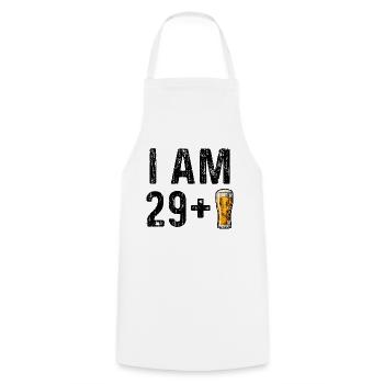I am 29 Plus Beer - 30th birthday - Cooking Apron - white - Front - AI Model Male 185 dark (185cm)