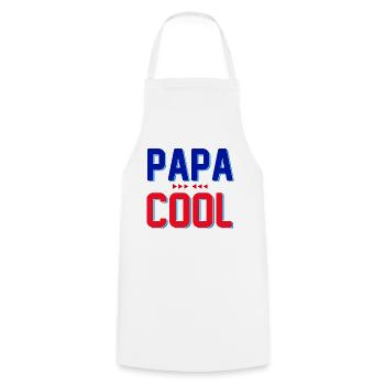 Mon Papa Cool Humour Père - Tablier de cuisine - blanc - Devant - AI Model Male 185 dark (185cm)