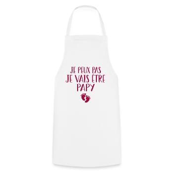 Je Peux Pas Je Vais Être Papy | Cadeau Grand-père - Tablier de cuisine - blanc - Devant - AI Model Male 185 dark (185cm)
