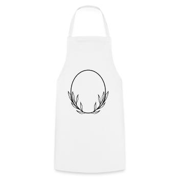 Couronne florale boho feuille de saule - Tablier de cuisine - blanc - Devant - AI Model Male 185 dark (185cm)