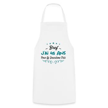 bref j'ai un 45 ans pour la deuxième fois - Tablier de cuisine - blanc - Devant - AI Model Male 185 dark (185cm)