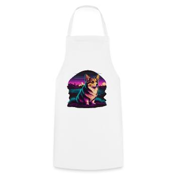 Corgi extérieur paisible - Tablier de cuisine - blanc - Devant - AI Model Male 185 dark (185cm)