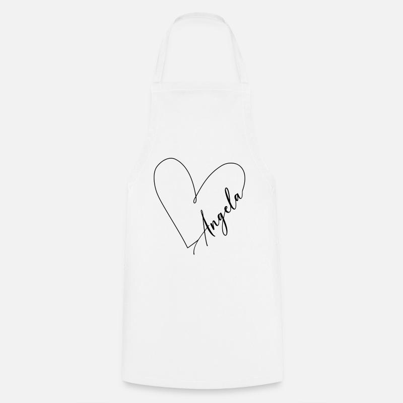 Angela Name Heart Line - Cooking Apron - white