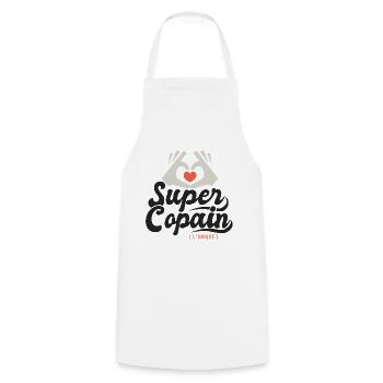 Super copain l unique cadeau copain ami - Tablier de cuisine - blanc - Devant - AI Model Male 185 dark (185cm)