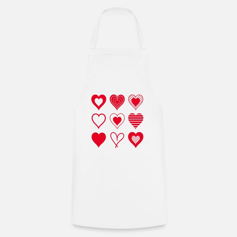 Red Hearts - Cooking Apron - white