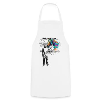 Horse Brick wall painting - Cooking Apron - white - Front - AI Model Male 185 dark (185cm)
