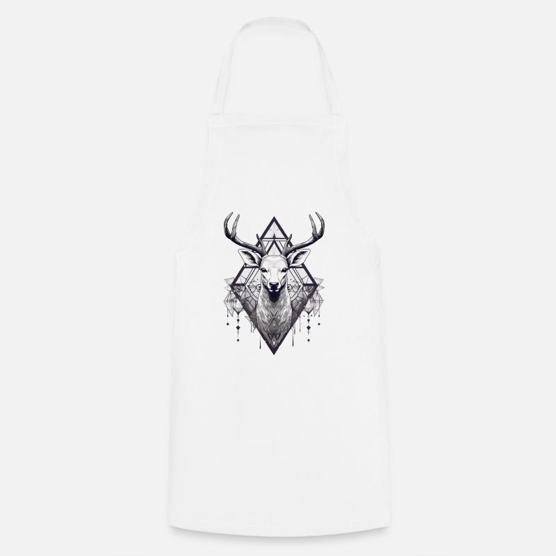 cerf noir et blanc style boho - Tablier de cuisine - blanc