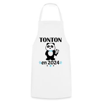 Tonton en 2024, annonce grossesse, famille - Tablier de cuisine - blanc - Devant - AI Model Male 185 dark (185cm)